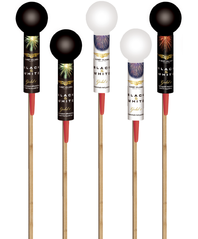 5 stk. guld raketsortiment - 2"